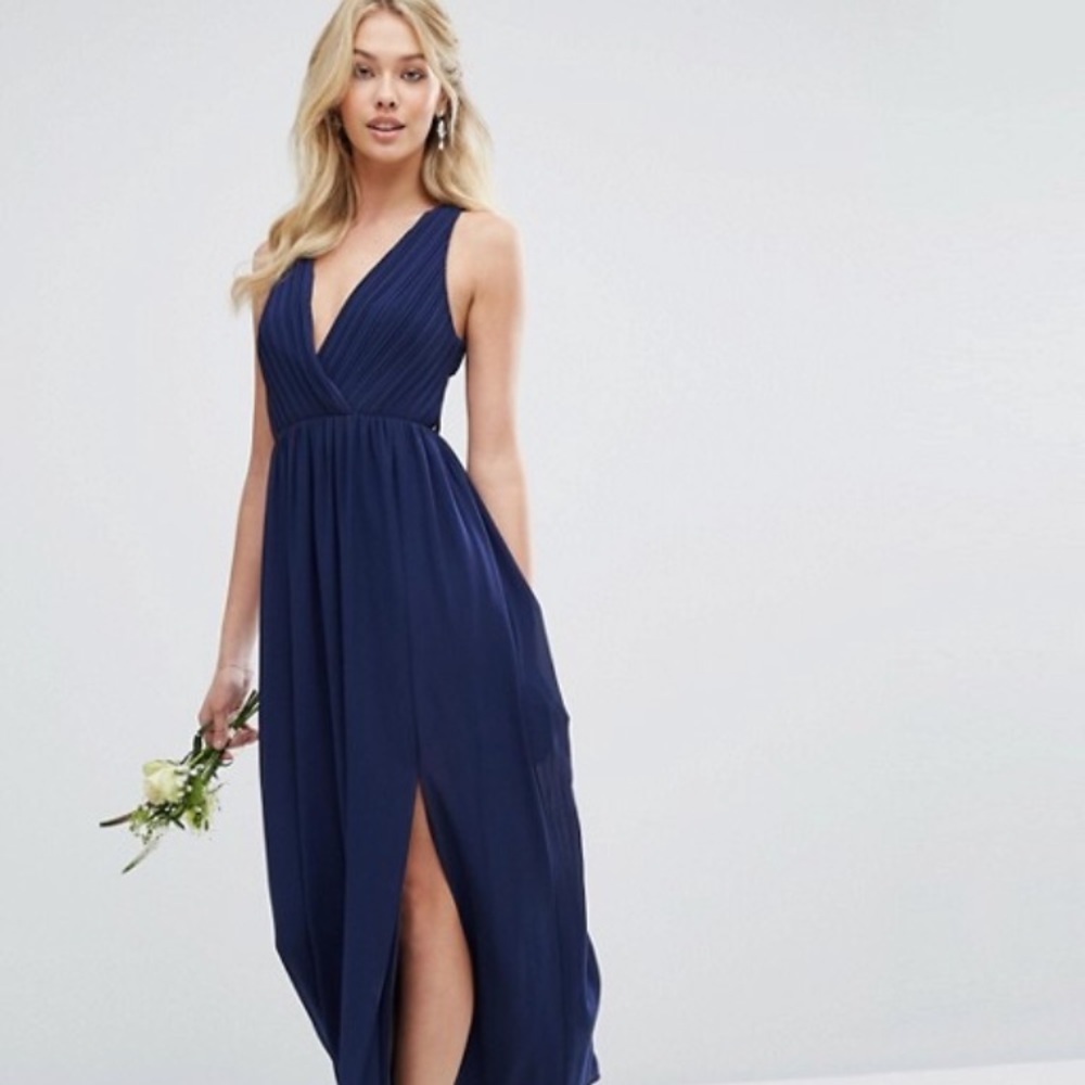 ASOS tfnc maxi bridesmaid dress navy